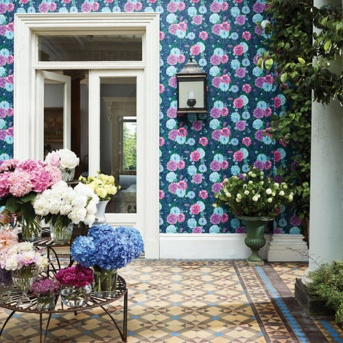 Duchess Garden Charcoal-Fuchsia-Saffron